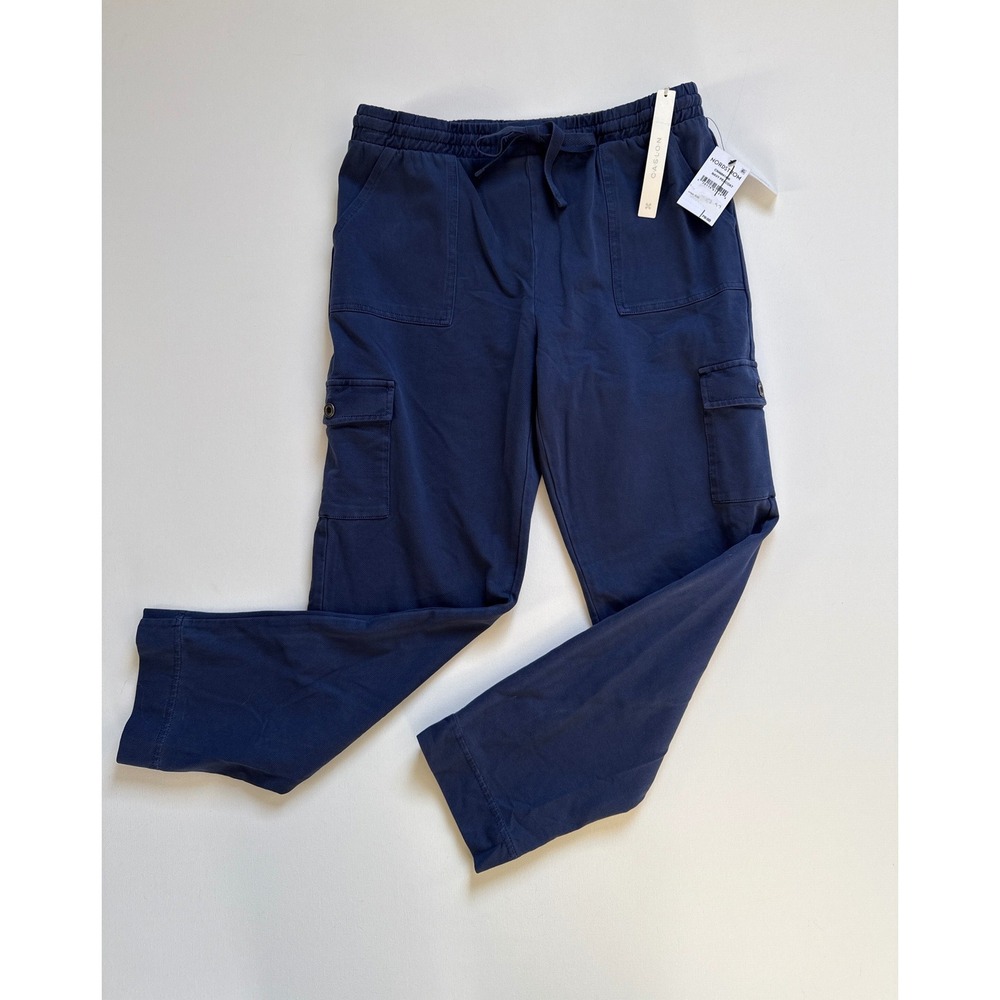 Caslon Women Navy Peacoat Cargo Pants Elastic Drawstring Waist CN468414MI Size S